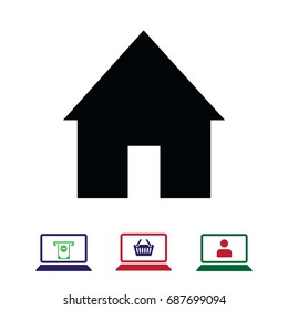 house icon, stock vector illustration flat design style