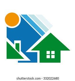 House icon with stylized sky