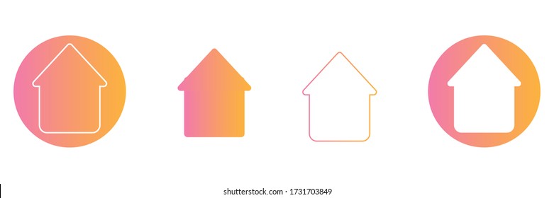 House Icon Symbols. Vector Illustration Of House Icons For Social Media Symbols. Real Estate Logo Icon. Stay Home Self Isolation Covid-19 Coronavirus.