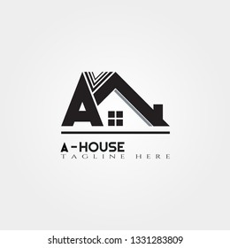 House icon template with A letter, home creative vector logo design, architecture,building and construction, illustration element