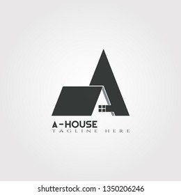House icon template with A letter, home creative vector logo design, architecture,building and construction, illustration element