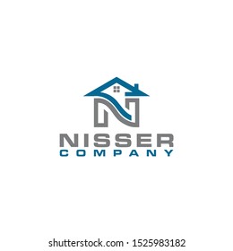 House icon template with N letter, home creative vector logo design, building and construction, illustration element