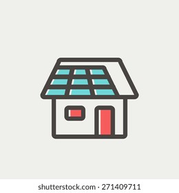 House icon thin line for web and mobile, modern minimalistic flat design. Vector icon with dark grey outline and offset colour on light grey background.