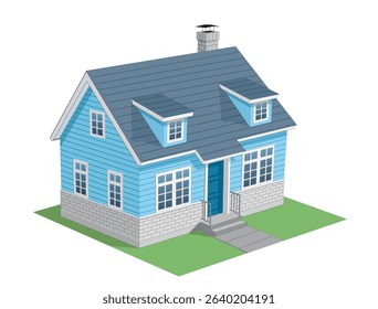 House Icon Top View in arctic blue color, white and gray. vector illustration isolated on white background, eps