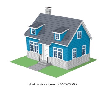 House Icon Top View in ocean blue color. vector illustration isolated on white background, eps