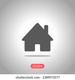 house icon. Icon under spotlight. Gray background
