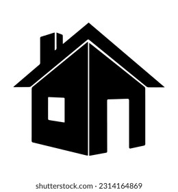 House icon vector graphic design. Sweet home sign, homepage web icon. Country house, family shelter. Home buildint logo. Village building with door, window.