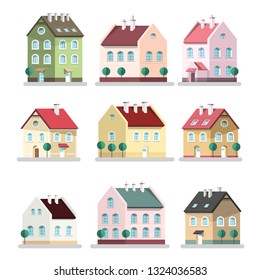 House Icon. Vector Houses Symbols. Building Flat Design Symbol Isolated on White Background.