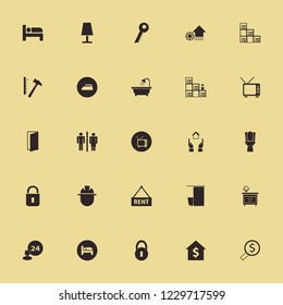 house icon. house vector icons set bed, bathroom shower, bathroom and key