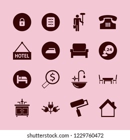 house icon. house vector icons set room service, home phone, hotel and faucet