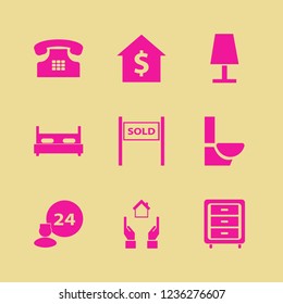 house icon. house vector icons set room service, sold house, nightstand and hands house