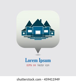 House Icon Vector Illustration.  House Icon Vector.  House Icon Illustration. House Icon  in blue colour. House Icon picture. Web icon country house. 