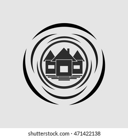 House Icon Vector Illustration. Logo beautiful house, cottage, apartment in the center of abstraction. Home vector icon. Realtor logo. Real estate company logo.