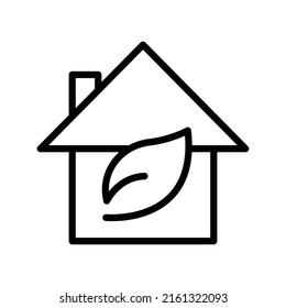 Vector de icono de la casa con hoja. medio ambiente saludable, ecología, hogar saludable. estilo de icono de línea. Ilustración de diseño simple editable