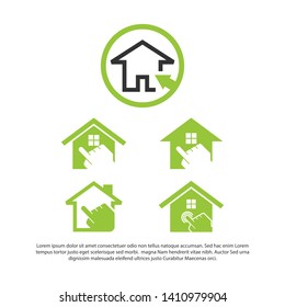 house icon vector with a modern, minimalist hand pointer