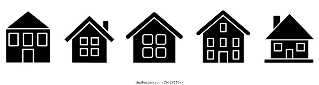 House icon vector set. Home illustration sign collection. Building symbol. Hotel logo. Houses set of web icons. Home for web and mobile app