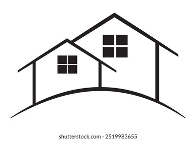 Haussymbol, Vektor, Silhouettensatz. Industrie-Symbol, Home-Symbol, Symbol, Firmenlogo, Illustration. Haus, Wohndesign für Logo, App, Website. Vektorgrafik.