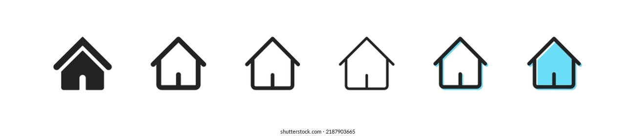Haussymbol. Vektorsymbol von zu Hause. Einfache Cottage-Umrisssymbole. Symbolsatz von Häusern. Gebäude-Web-Symbol. EPS10