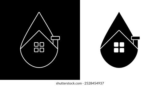 house icon with water drops, modern design for logo, poster, web.