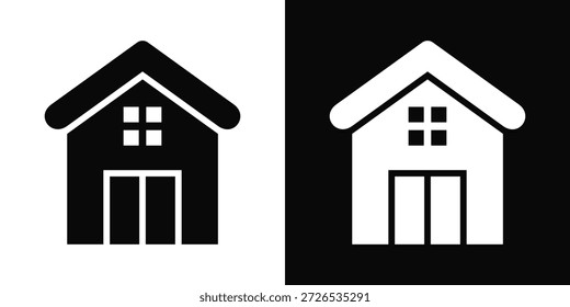 Ícone Casa Branco E Preto Estilo De Fundo