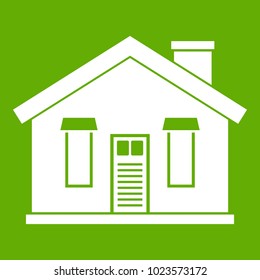 House icon white isolated on green background. Vector illustration