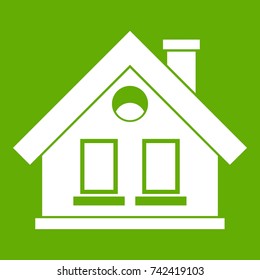 House icon white isolated on green background. Vector illustration