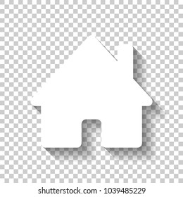 House Icon. White Icon With Shadow On Transparent Background