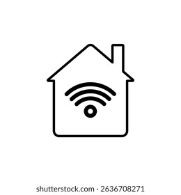 house icon with Wi-Fi signal, visual for home internet, smart home, home automation, connectivity or modern life suitable for web design, mobile apps, printed materials and presentations