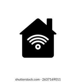house icon with Wi-Fi signal, visual for home internet, smart home, home automation, connectivity or modern life suitable for web design, mobile apps, printed materials and presentations