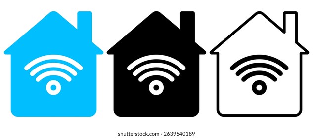 house icon with Wi-Fi signal, visual for home internet, smart home, home automation, connectivity or modern life suitable for web design, mobile apps, printed materials and presentations