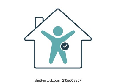 house icon with yoga. icon related to yoga studio, yoga, meditation, relaxation. duo tone icon style design. Simple vector design editable