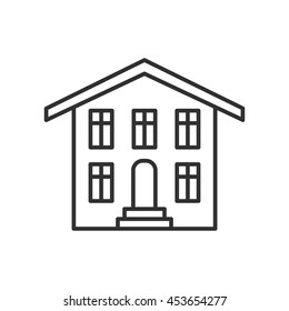 House icon.building thin line design.two-storey vacation home vector illustration