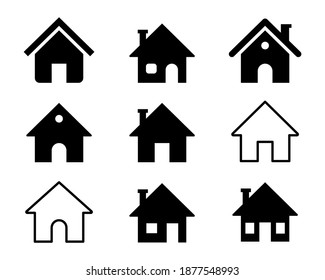House Icons. Black and linear signs collection. Homepage icon. Real estate logo