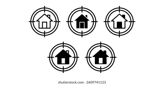 House Icons in Circular Targets Vector Design Illustration on White Background