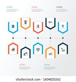 House icons colored line set with bathtub, column, desk and other wicker furniture elements. Isolated vector illustration house icons.