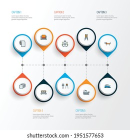 House icons colored line set with iron, seat, double bed and other cushion elements. Isolated vector illustration house icons.