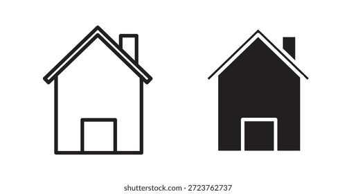 Iconos de la casa rellenos, línea delgada, contorno y trazos