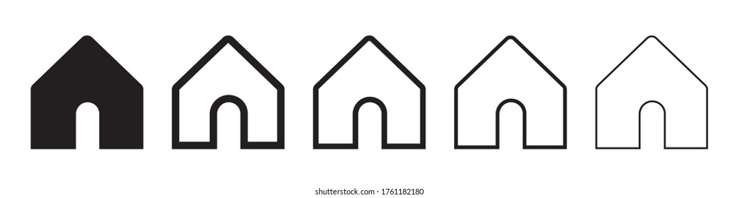 House icons in five different versions in a flat design