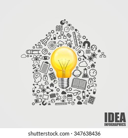 House of the icons and a lamp. Vector illustration