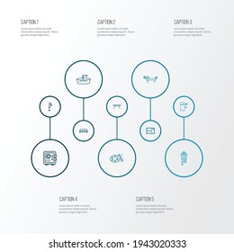 House icons line style set with ottoman, safe, color palette and other tub elements. Isolated vector illustration house icons.