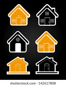 house icons over black background vector illustration