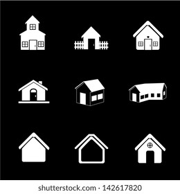 house icons over  black background vector illustration