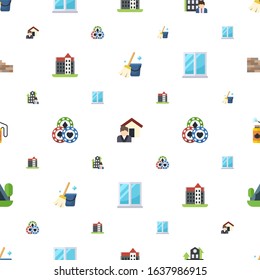 House Icons Pattern Seamless. Included Editable Flat Cleaning Service, Real Estate Service, Business Company, Castle, Casino, Window, Disinfection Service Icons. House Icons For Web And Mobile.