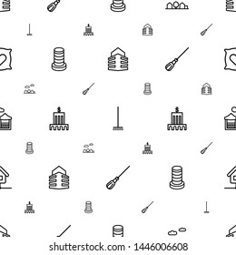 house icons pattern seamless white background. Included editable outline building, broom, city landscape, builidng, bank, mop, pergola, home icons. house icons for web and mobile.