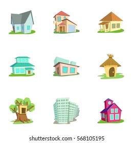 House icons set. Cartoon illustration of 9 house vector icons for web