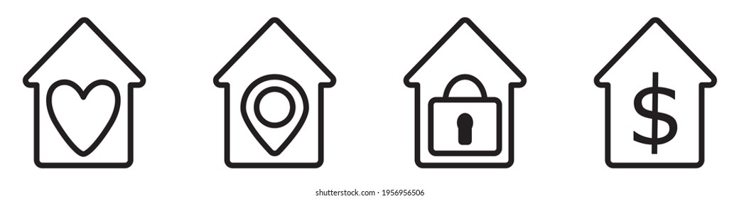 los iconos de la casa se establecen, los iconos se colocan en el interior. para negocios