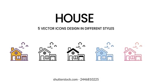 Iconos de la casa establecidos en ilustración de stock de Vector de estilo diferente