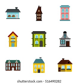 House icons set. Flat illustration of 9 house vector icons for web
