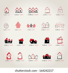 House Icons Set - Isolated On Gray Background - Vector Illustration, Graphic Design Editable For Your Design