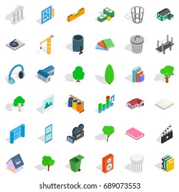 House icons set. Isometric style of 36 house vector icons for web isolated on white background